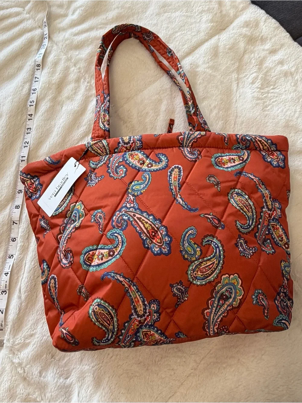 New Vera Bradley Orange Paisley Quilted Tote Bag